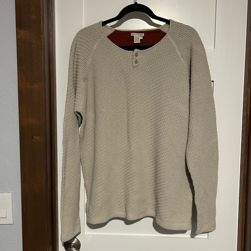 Carbon2Cobalt Henley Sweatshirt / Sweater Beige Size XL